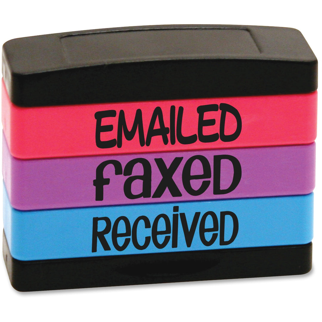 Image of Trodat® Interlocking Stack Stamp, Emailed, Faxed, Received, 1.81" X 0.63", Assorted Fluorescent Ink