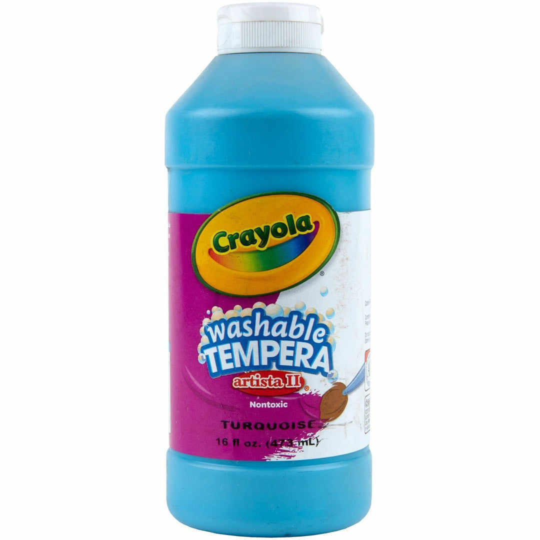Image of Crayola 543115048 Artista II Washable Tempera Paints, Turquoise, 16 oz, Washable, 1 Each