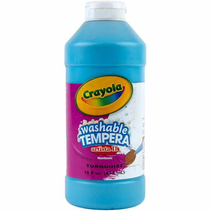 Image of Crayola 543115048 Artista II Washable Tempera Paints, Turquoise, 16 oz, Washable, 1 Each