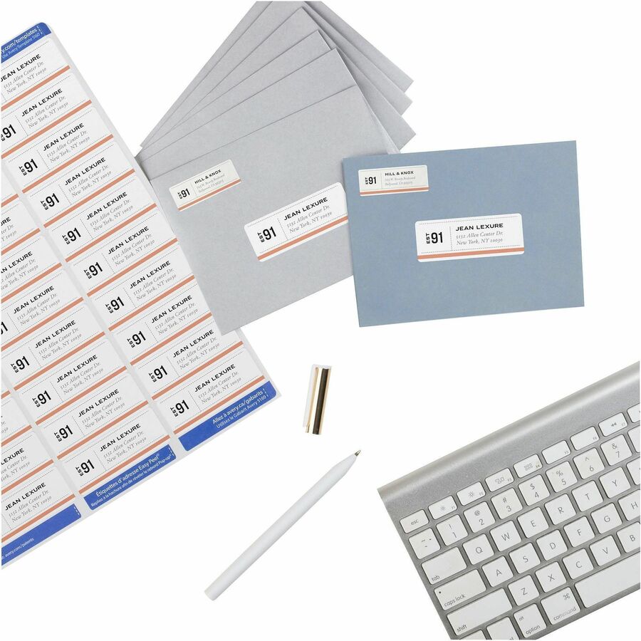 Image of Avery® Easy Peel White Address Labels W/ Sure Feed Technology, Laser Printers, 1 X 2.63, White, 30/sheet, 500 Sheets/box