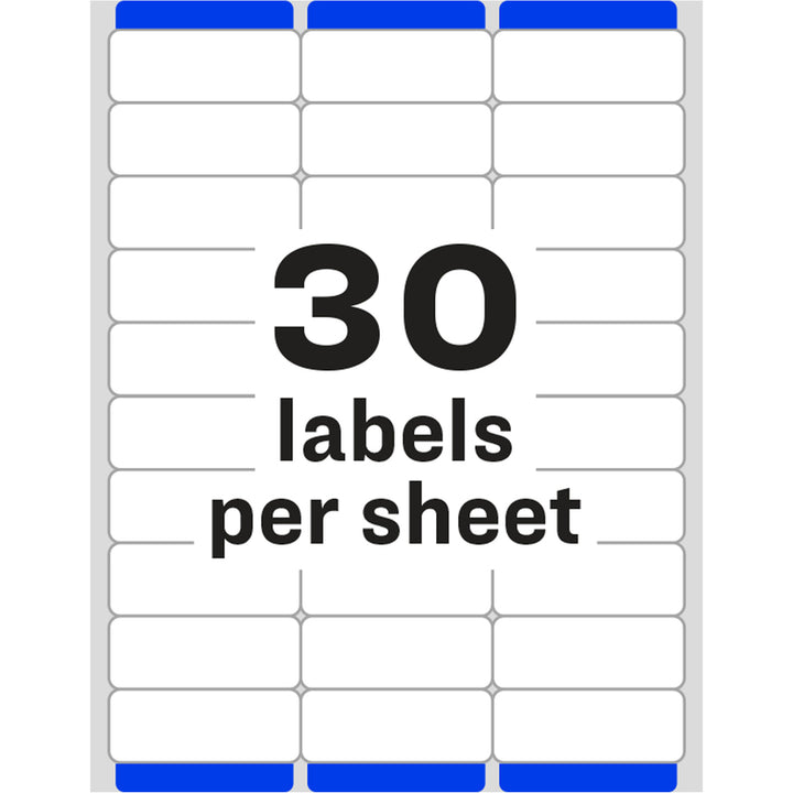 Image of Avery® Easy Peel White Address Labels W/ Sure Feed Technology, Laser Printers, 1 X 2.63, White, 30/sheet, 500 Sheets/box