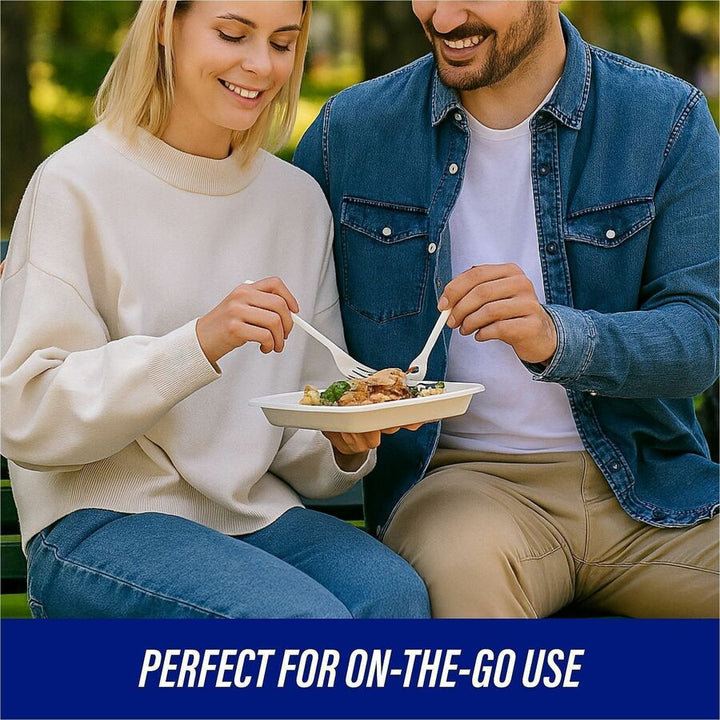 Image of Genuine Joe 0010430CT Medium-Heavyweight Plastic Forks, Disposable, White, 100/Box, 40 / Carton