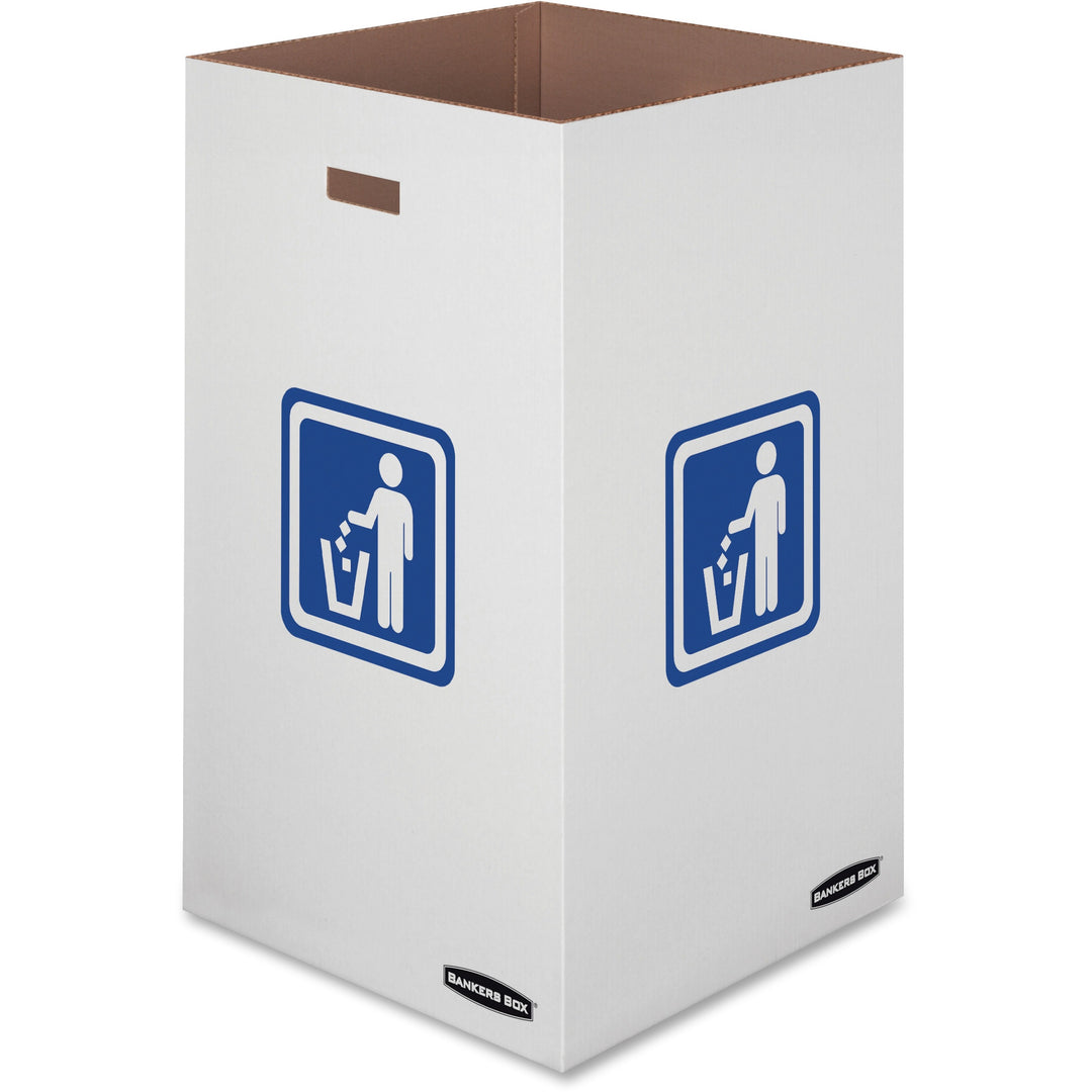 Image of Bankers Box® Waste and Recycling Bins, 42 gal, Corrugated Paper, White, 10/Carton