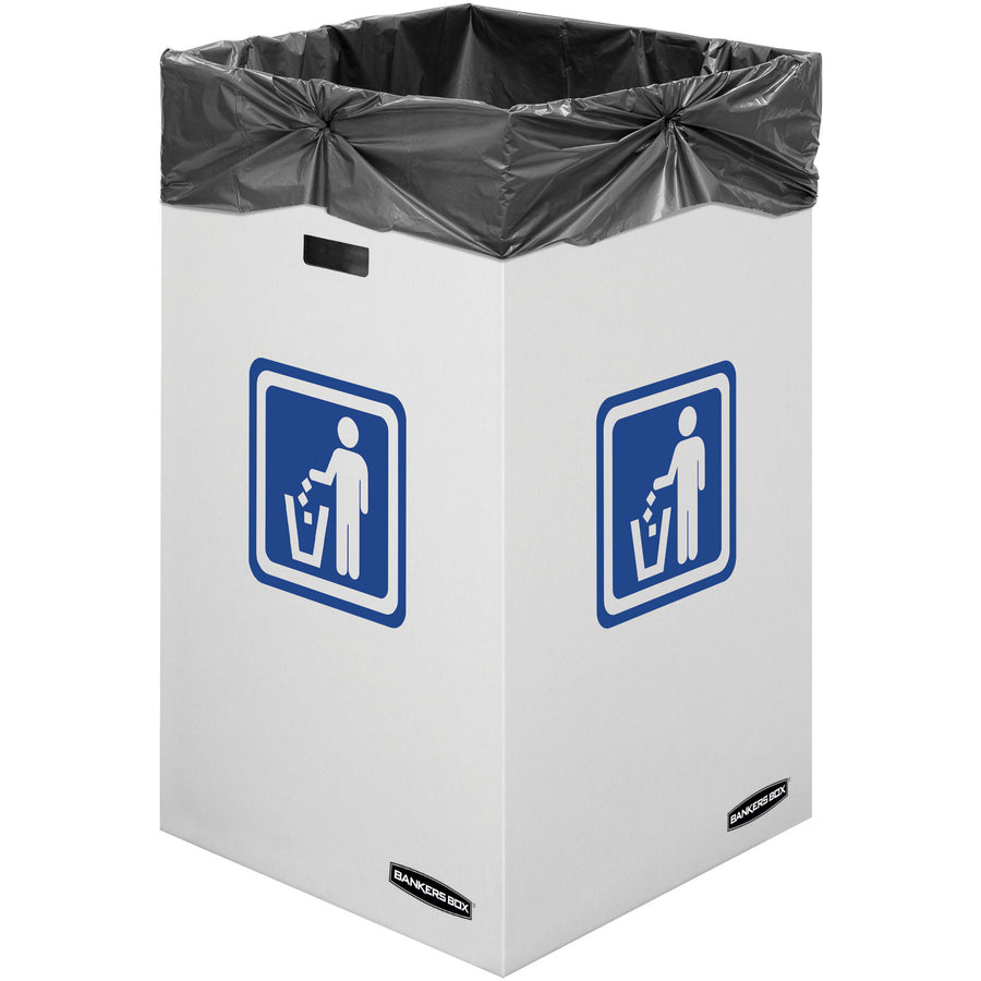 Image of Bankers Box® Waste and Recycling Bins, 42 gal, Corrugated Paper, White, 10/Carton