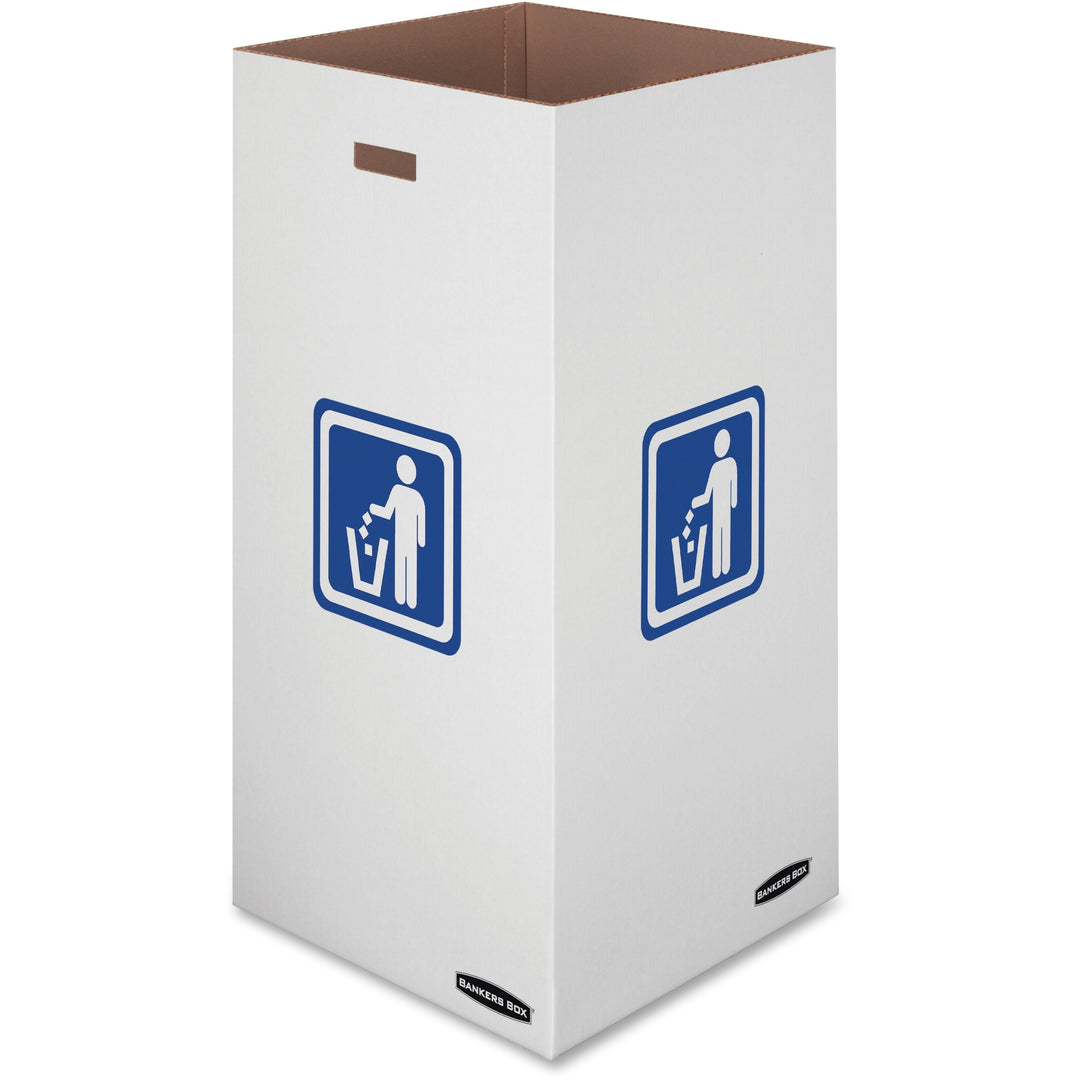 Image of Bankers Box® Waste and Recycling Bins, 50 gal, Corrugated Paper, White, 10/Carton