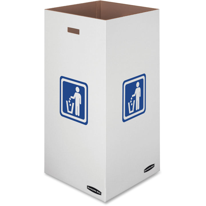 Image of Bankers Box® Waste and Recycling Bins, 50 gal, Corrugated Paper, White, 10/Carton