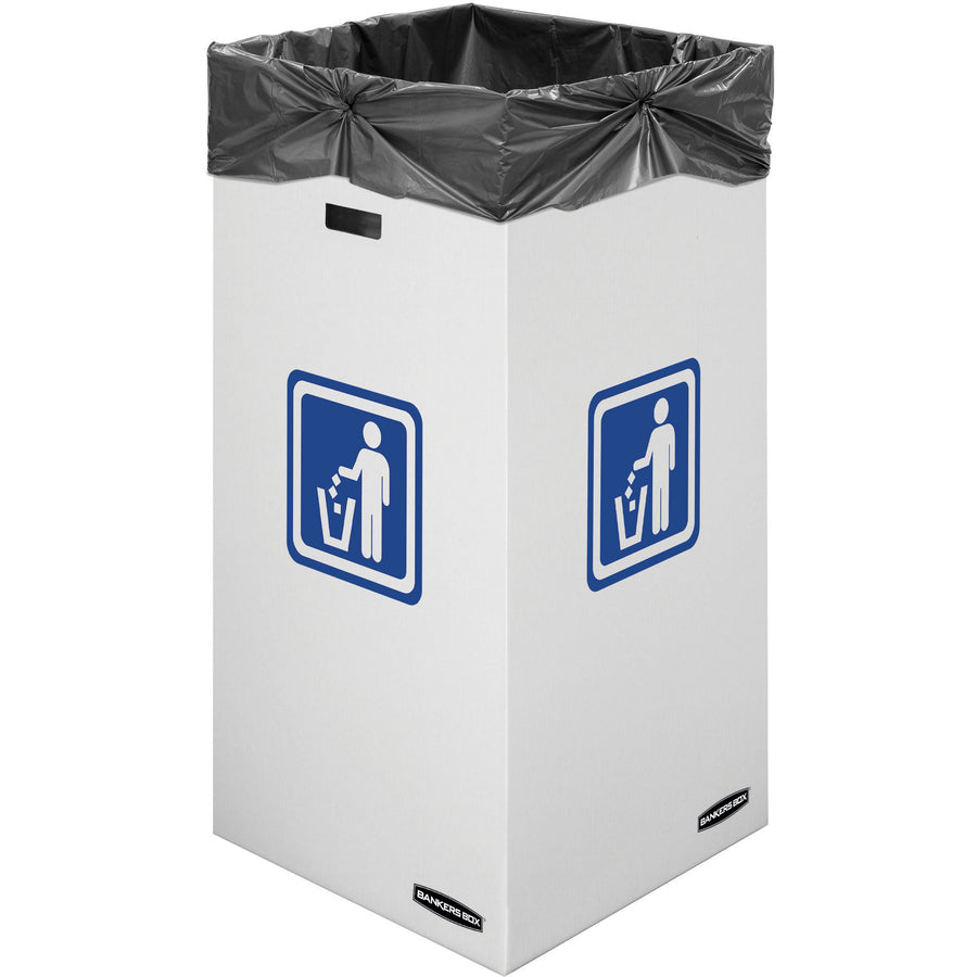 Image of Bankers Box® Waste and Recycling Bins, 50 gal, Corrugated Paper, White, 10/Carton