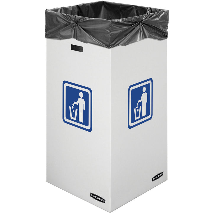 Image of Bankers Box® Waste and Recycling Bins, 50 gal, Corrugated Paper, White, 10/Carton