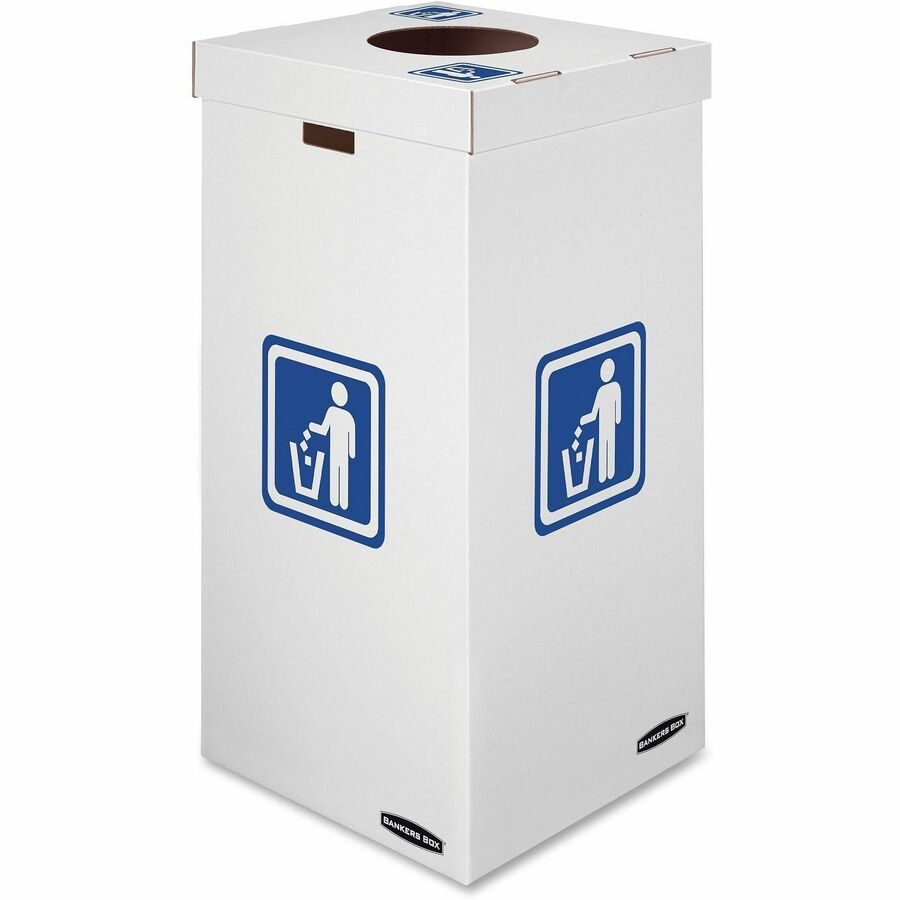 Image of Bankers Box® Waste and Recycling Bins, 50 gal, Corrugated Paper, White, 10/Carton