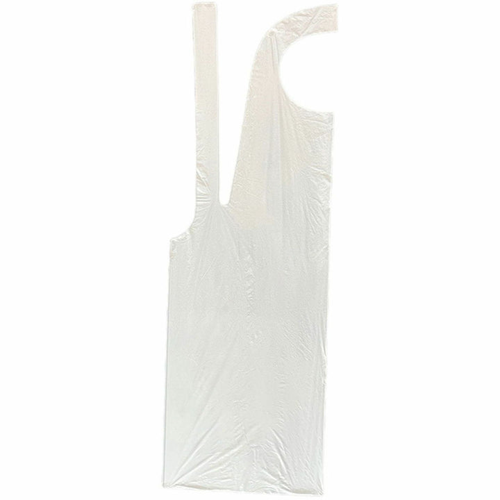 Image of Genuine Joe 85141 50" Disposable Poly Apron, White, Polyethylene, 100 / Pack