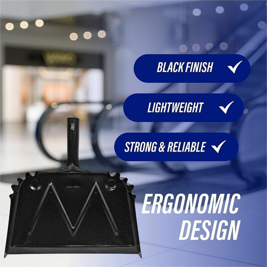 Image of Genuine Joe Dust Pan, Metal, 20 Gauge Steel, 15.5"x16", Black