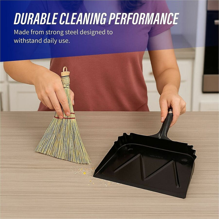 Image of Genuine Joe Dust Pan, Metal, 20 Gauge Steel, 15.5"x16", Black