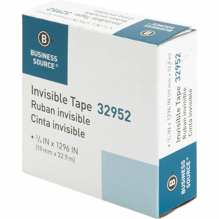 Image of Business Source Invisible Tape Refill Roll, 1" Core, 3/4"x1296", 12RL/BX, CL