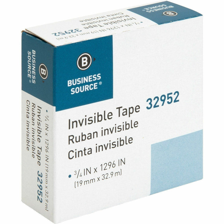 Image of Business Source Invisible Tape Refill Roll, 1" Core, 3/4"x1296", 12RL/BX, CL