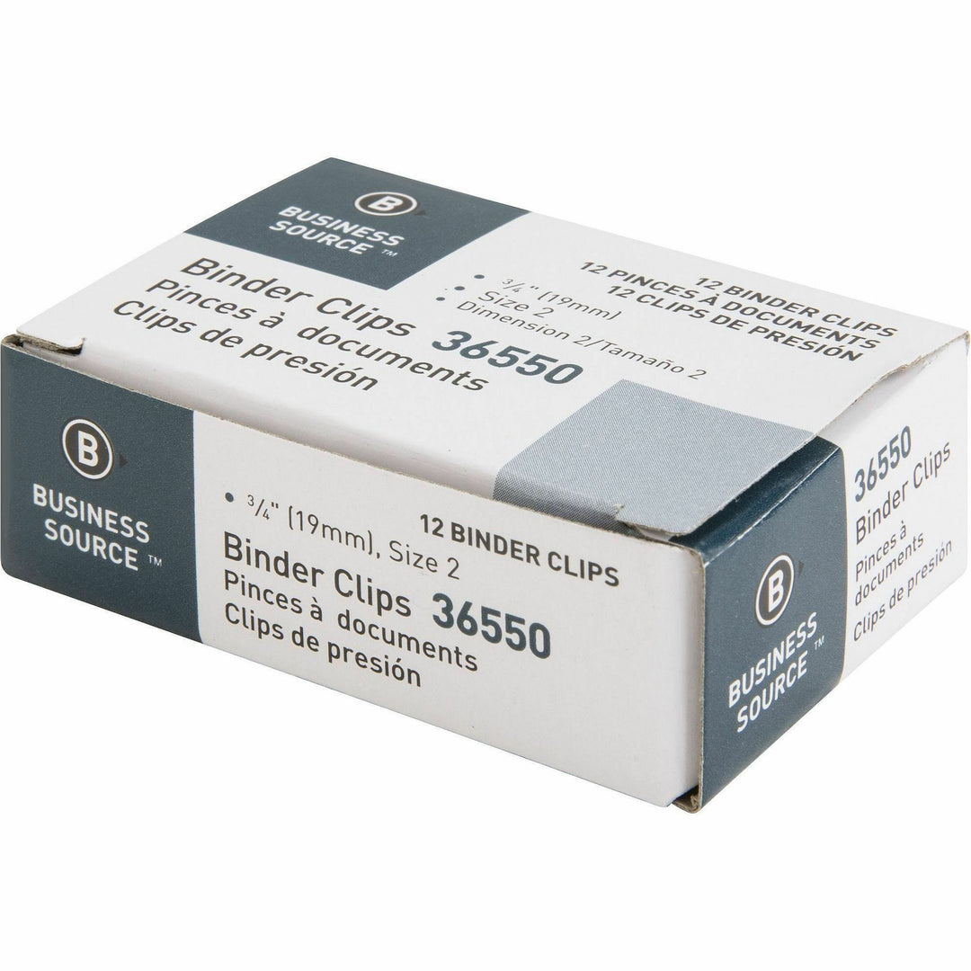 Image of Business Source Binder Clip, Small, 3/4"W, Steel, 3/8" Cap,144/BX, Black