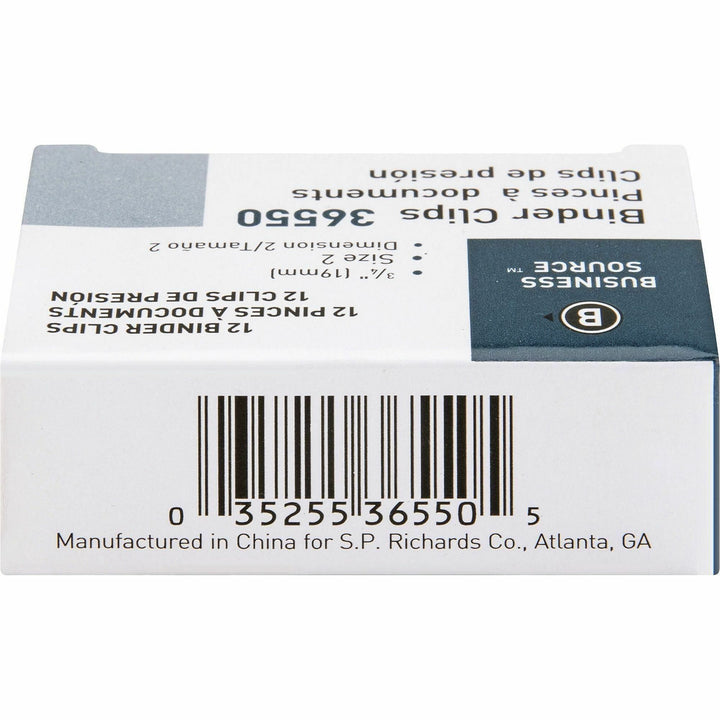 Image of Business Source Binder Clip, Small, 3/4"W, Steel, 3/8" Cap,144/BX, Black