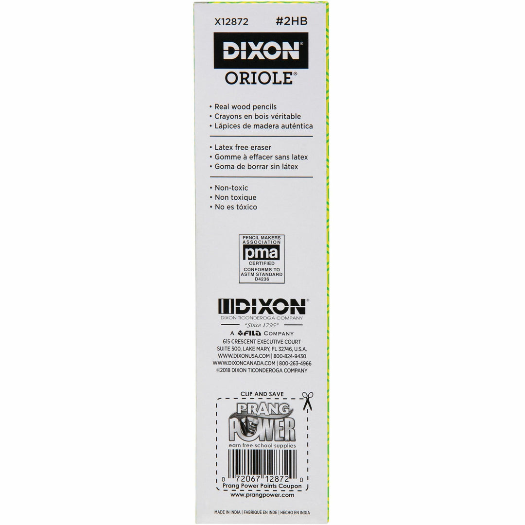 Image of Dixon® Oriole Pencils, No. 2 Lead Grade, Nontoxic, 72/PK, Yellow