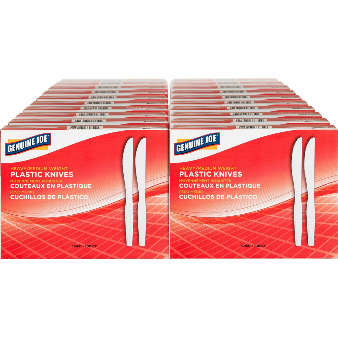 Image of Genuine Joe Knife, Heavyweight, Polystyrene, 100/BX, 40BX/CT, White