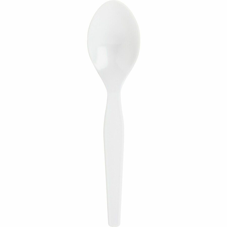 Image of Genuine Joe 10432CT Medium-Heavyweight Plastic Spoons, Disposable, White, 100/Box, 40 / Carton