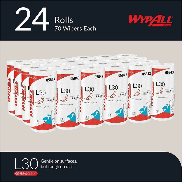 Image of Kimberly-Clark Professional Cleaning Wipe, L30, 70-Sheet, 11"x10-2/5", 24/CT, White