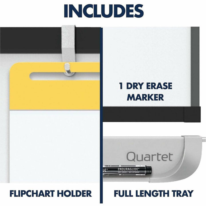 Image of Quartet® Prestige 2 Mobile Presentation Easel, 72" x 48", White Surface, Black/Gray Metal/Plastic Frame