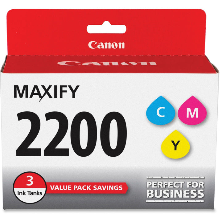 Image of Canon PGI-2200 CMY PG-2200 MAXIFY Color Ink Tank, 700 Pages (Per Cartridge), 3 / Pack
