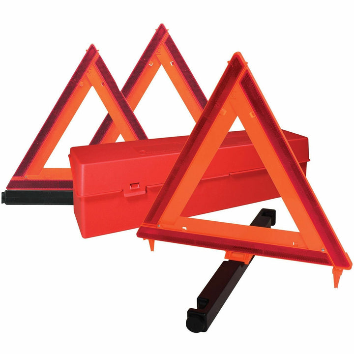 Image of deflecto® Emergency Warning Triangle Kit, w/3 Warnings, Orange/Red