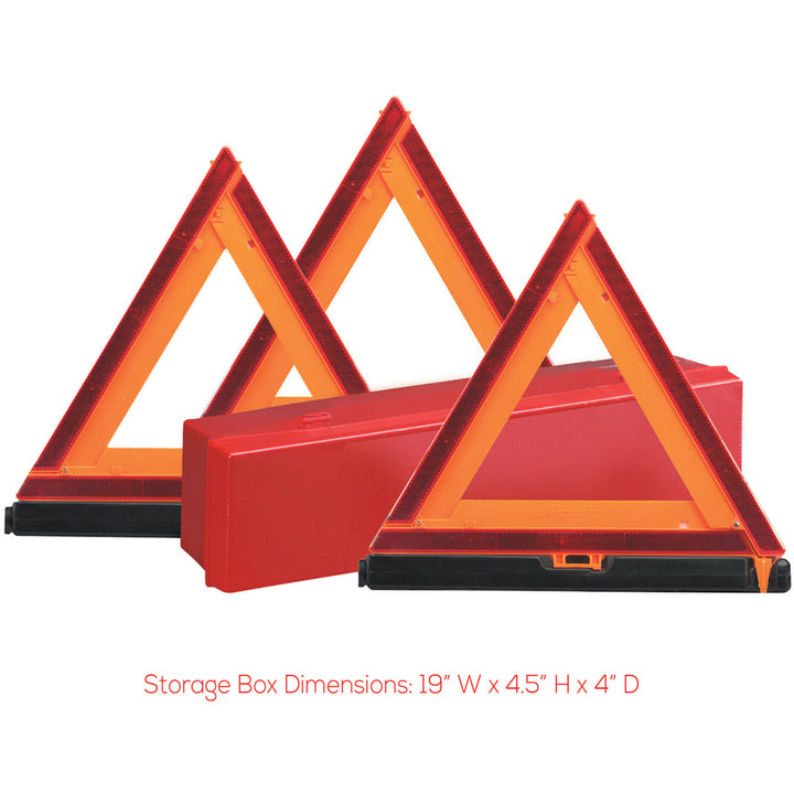Image of deflecto® Emergency Warning Triangle Kit, w/3 Warnings, Orange/Red