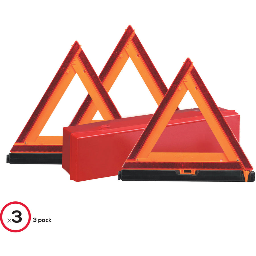 Image of deflecto® Emergency Warning Triangle Kit, w/3 Warnings, Orange/Red