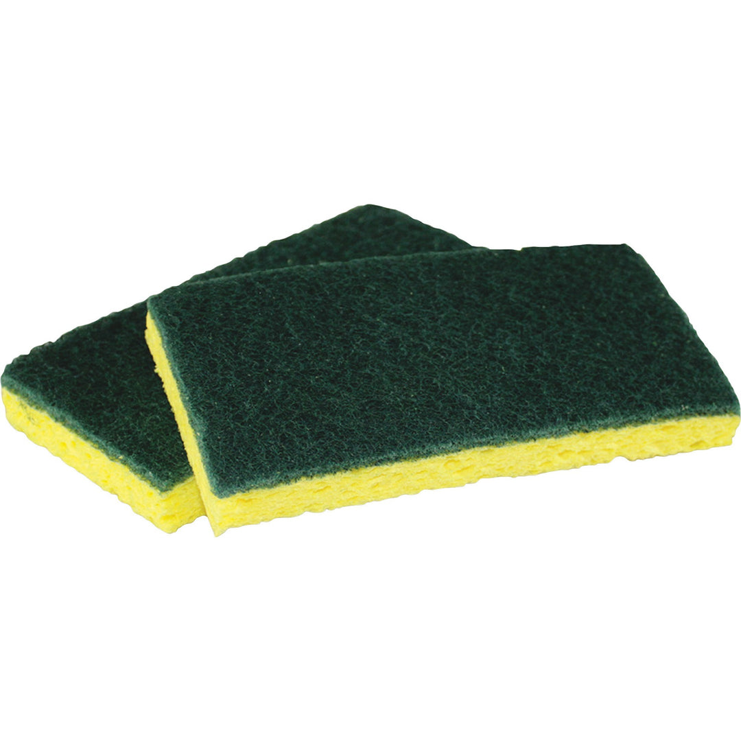 Image of Impact® Scrubber Sponge, 3-3/16"Wx6-1/4"Lx7/8"H, 40/CT, GN/YW
