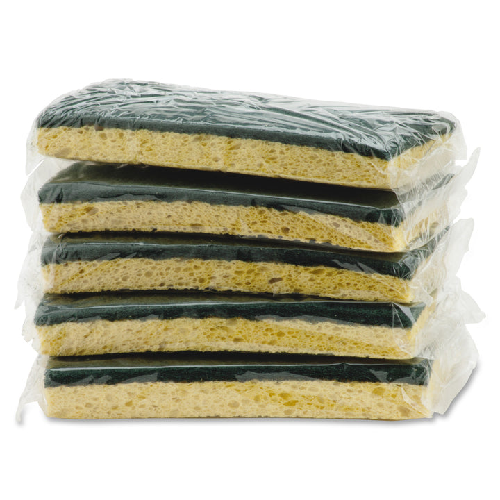 Image of Impact® Scrubber Sponge, 3-3/16"Wx6-1/4"Lx7/8"H, 40/CT, GN/YW