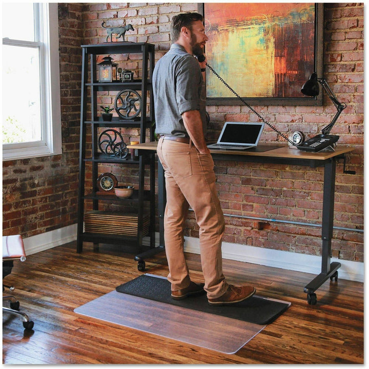 Image of ES Robbins® Sit Or Stand Mat For Carpet Or Hard Floors, 45 X 53, Clear/black