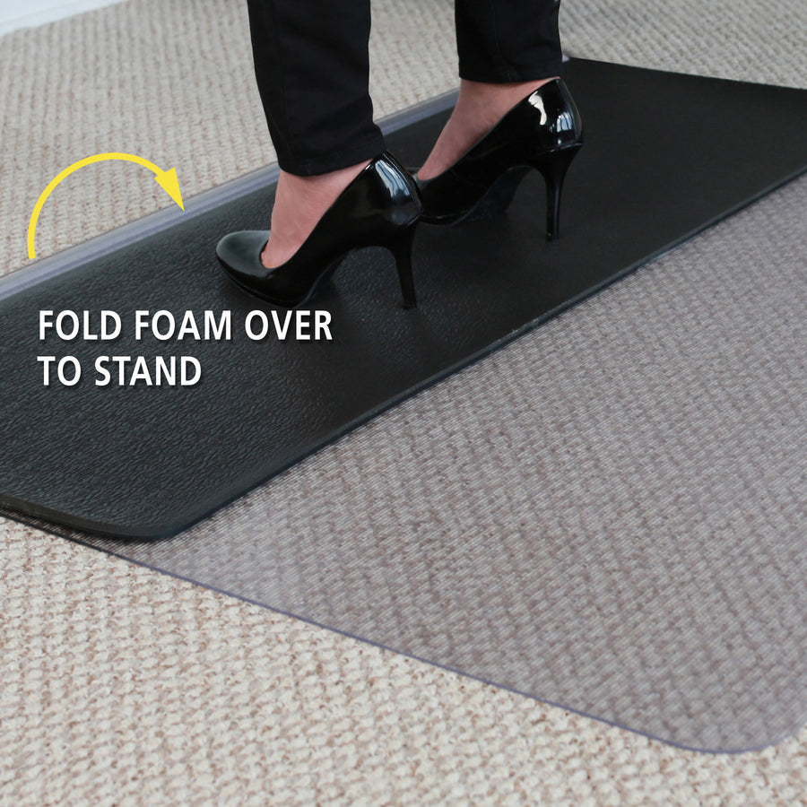 Image of ES Robbins® Sit Or Stand Mat For Carpet Or Hard Floors, 45 X 53, Clear/black