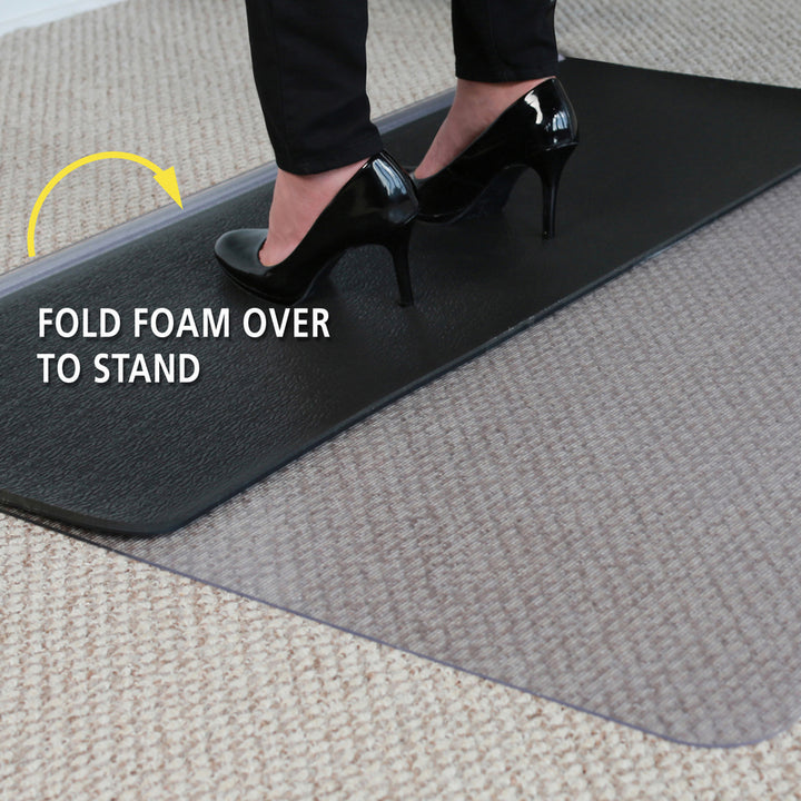 Image of ES Robbins® Sit Or Stand Mat For Carpet Or Hard Floors, 45 X 53, Clear/black