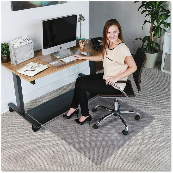 Image of ES Robbins® Sit Or Stand Mat For Carpet Or Hard Floors, 45 X 53, Clear/black