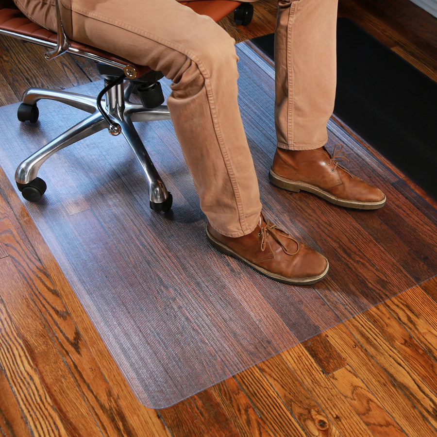 Image of ES Robbins® Sit Or Stand Mat For Carpet Or Hard Floors, 45 X 53, Clear/black