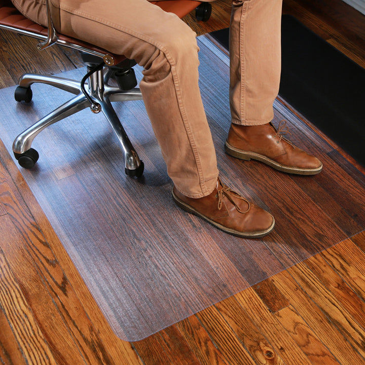 Image of ES Robbins® Sit Or Stand Mat For Carpet Or Hard Floors, 45 X 53, Clear/black