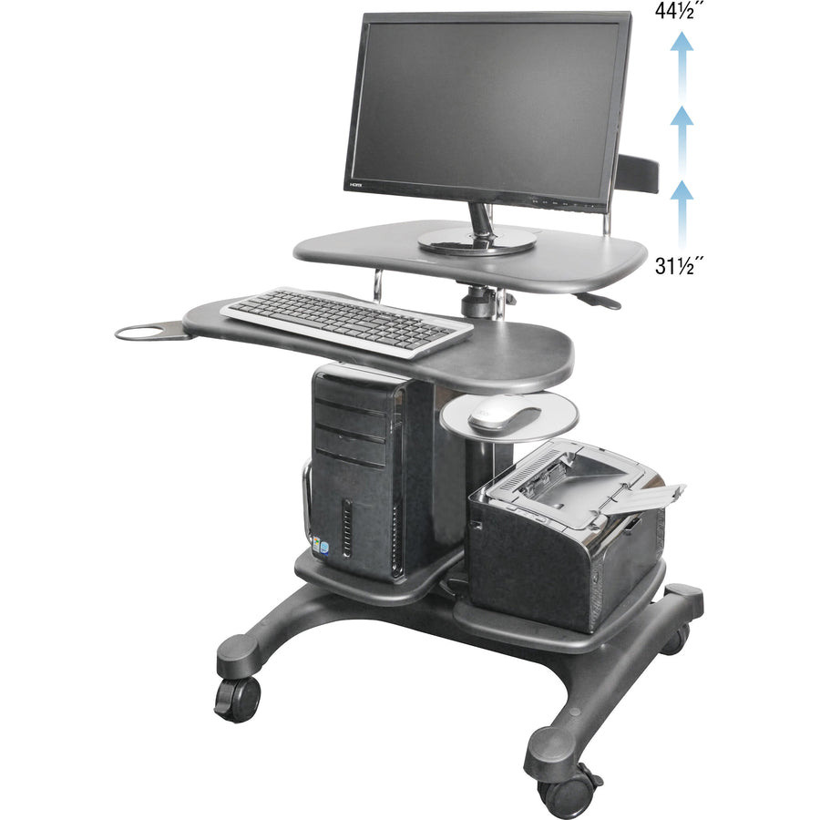 Image of Kantek Height Adj Mobile Workstation, 27-1/2"x25"x48-1/2", BK