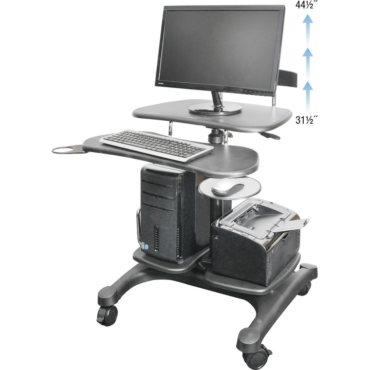 Image of Kantek Height Adj Mobile Workstation, 27-1/2"x25"x48-1/2", BK
