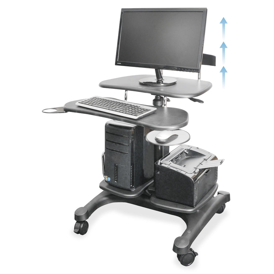 Image of Kantek Height Adj Mobile Workstation, 27-1/2"x25"x48-1/2", BK