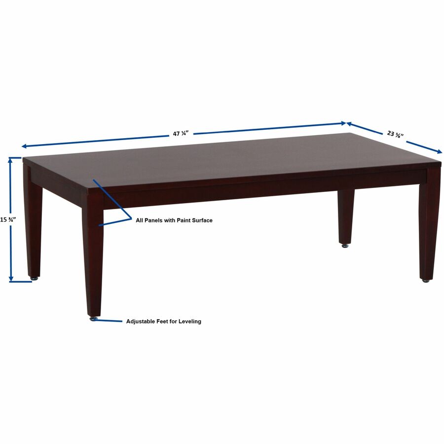 Image of Lorell Coffee Table, Wood, 23-3/5"x47-1/5"x15-3/4", Mahogany