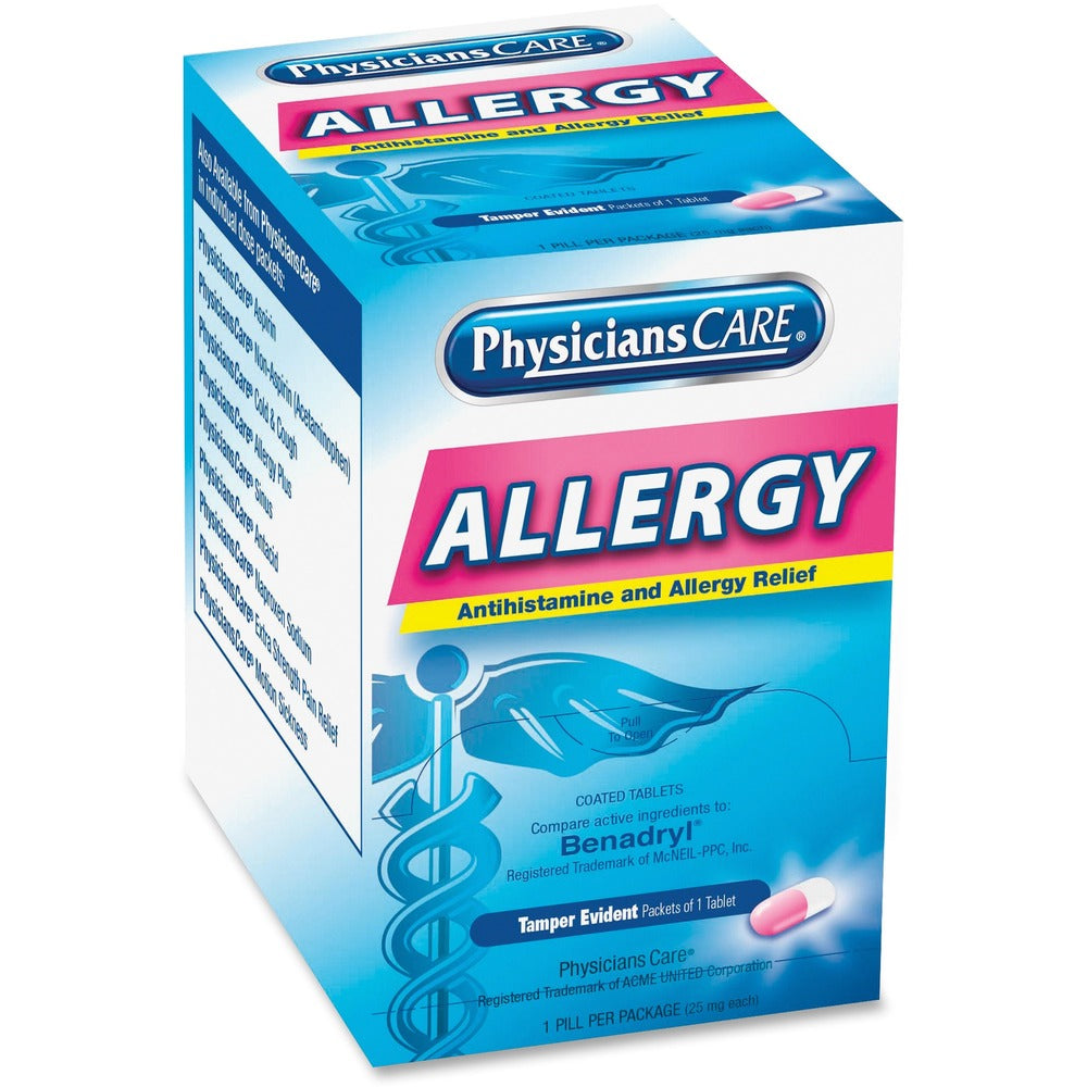 Acme United Corporation Allergy Relief Tablet Packets, 50/BX, Blue ...