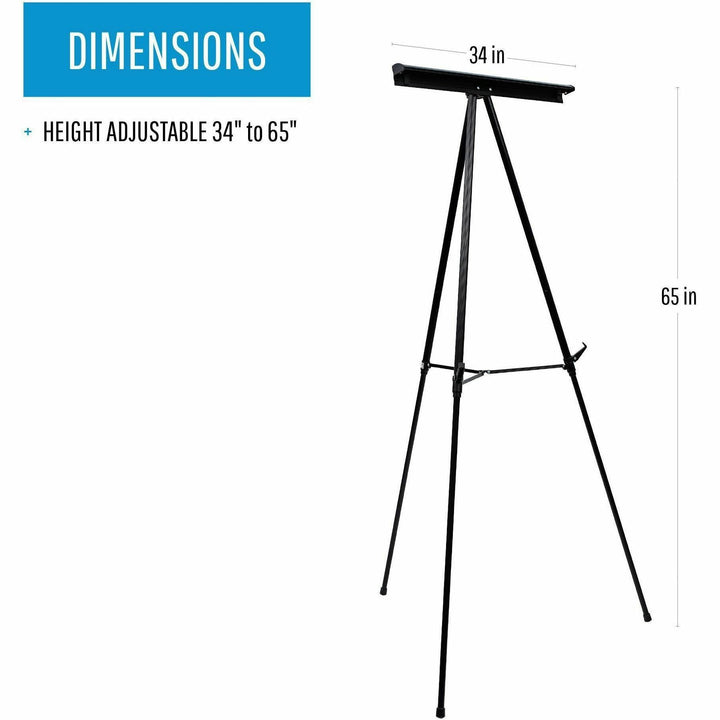 Image of MasterVision® Telescoping Tripod Display Easel, Adjusts 35" To 64" High, Metal, Black