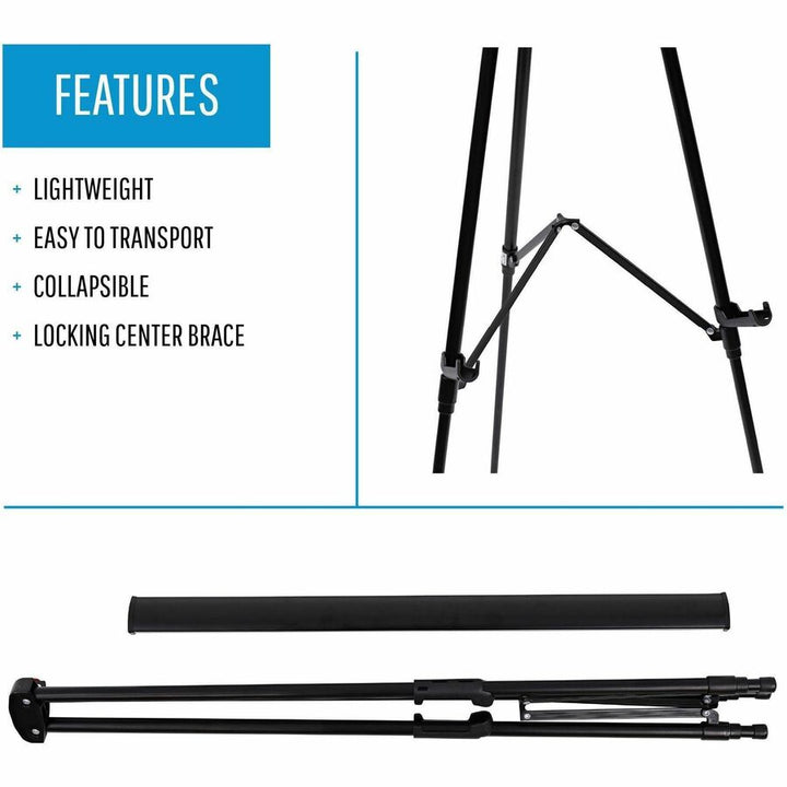 Image of MasterVision® Telescoping Tripod Display Easel, Adjusts 35" To 64" High, Metal, Black