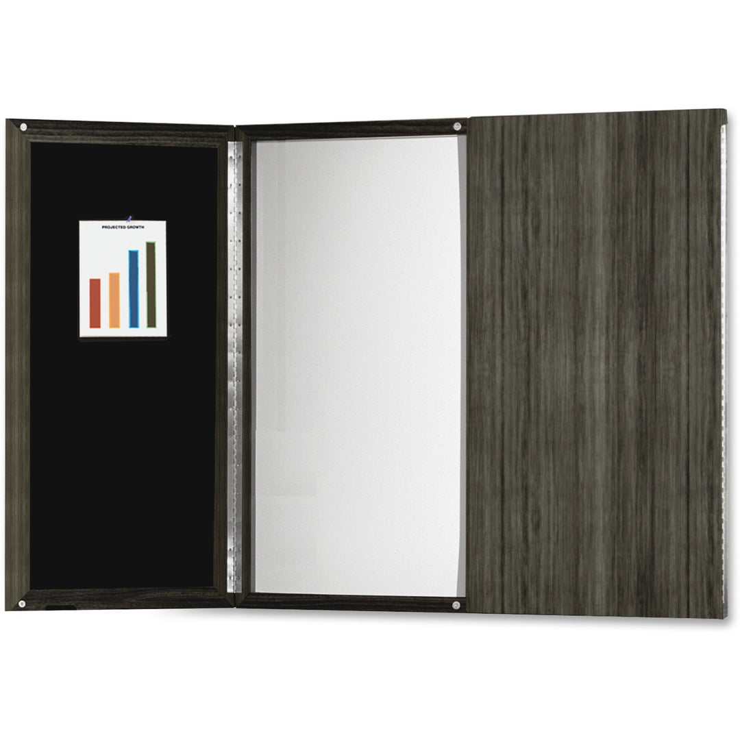 Image of Mayline MNPBLGS Gray Laminate Presentation Bulletin Board, White Surface, Stain Resistant, Water Resistant, Ghost Resistant, Accessory Tray, 1 Each