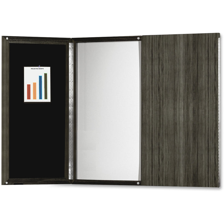 Image of Mayline MNPBLGS Gray Laminate Presentation Bulletin Board, White Surface, Stain Resistant, Water Resistant, Ghost Resistant, Accessory Tray, 1 Each