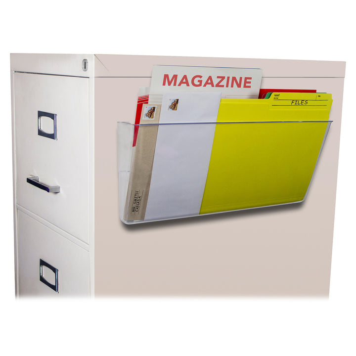 Image of Storex 70240U06C Magnetic Wall File Pockets, 500 x Sheet, Magnetic, Heavy Duty, 100% Recycled, Clear, Plastic, 1 Each