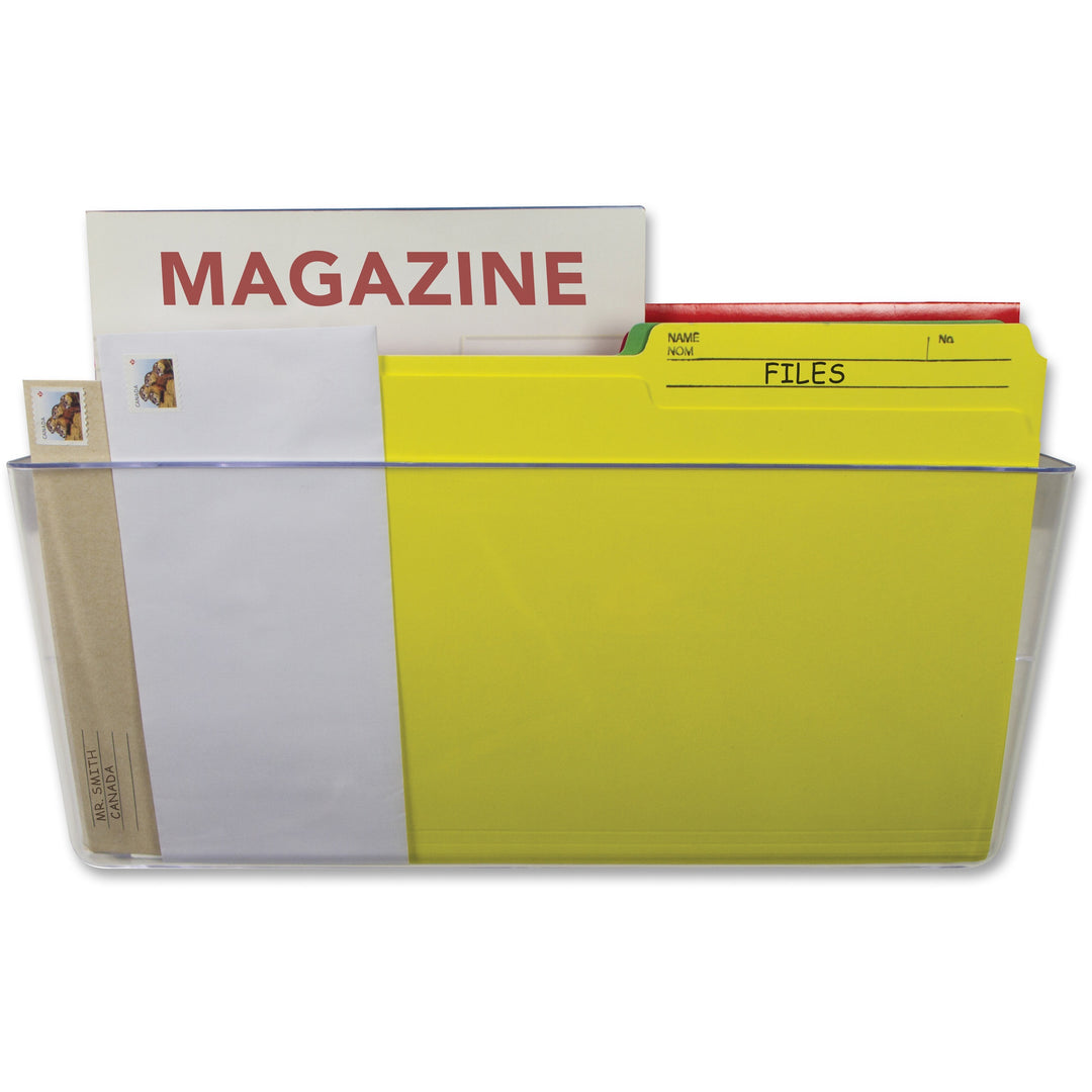 Image of Storex 70240U06C Magnetic Wall File Pockets, 500 x Sheet, Magnetic, Heavy Duty, 100% Recycled, Clear, Plastic, 1 Each