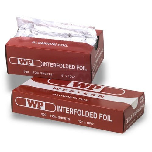 Image of WP 632 Interfolded Foil Sheets, 9" W x 10.75" Length, Interfolded, Plastic, Silver, 6 / Carton