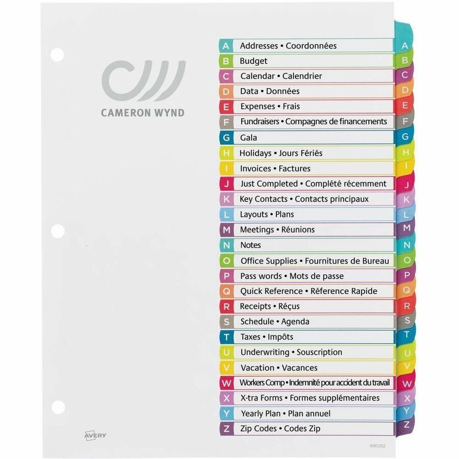 Image of Avery 11844 Ready Index Customizable Table of Contents Dividers